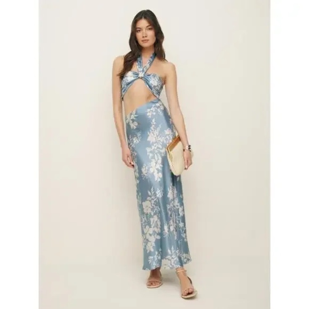 Reformation Vivi Silk Dress in Aliso Blue Size 6 NWT